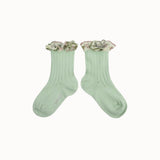 Collegien - Anemone Embroidered Ruffle Ribbed Ankle Socks 251