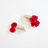 Crochet By M :: Handmade Crochet Hair Clip Red Small Bow