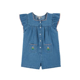 Emile Et Ida -  Combi Courte Poches Brodees Denim Light