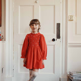 Emile Et Ida - Robe Smockee Brodee Griotte