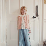 Emile Et Ida - Pantalon Denim Brode Tulipe Bleu Delave