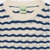 Fub - Pointelle Tee Ecru/Deep Indigo