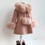 Bobble Babies :: Fur Collar Pom Coat Blush