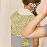 Misha And Puff -  Flock Applique Vest Aventurine Ben-Day Dots