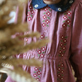 Bonjour Diary - Embroidered Dress Red Chambray