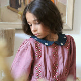 Bonjour Diary - Embroidered Dress Red Chambray
