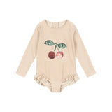Konges Sloejd - Jade Long Sleeve Swimsuit Rose Stripe