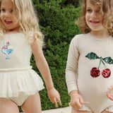 Konges Sloejd - Jade Long Sleeve Swimsuit Rose Stripe