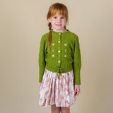 Lali Kids :: Moss Cardigan In Olive Green And Opalin