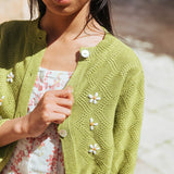 Lali Kids :: Moss Cardigan In Olive Green And Opalin