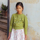 Lali Kids :: Moss Cardigan In Olive Green And Opalin