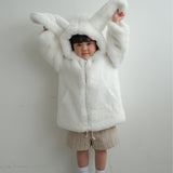 Mes Kids Des Fleurs - Bunny Ear Hooded Coat White