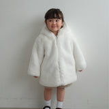 Mes Kids Des Fleurs - Bunny Ear Hooded Coat White