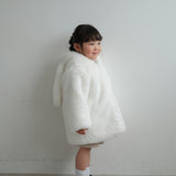 Mes Kids Des Fleurs - Bunny Ear Hooded Coat White