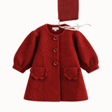 Mes Kids Des Fleurs - Lantern Sleeve Coat Red