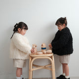 [Pre-Order] Mes Kids Des Fleurs - Fuzzy Coat White