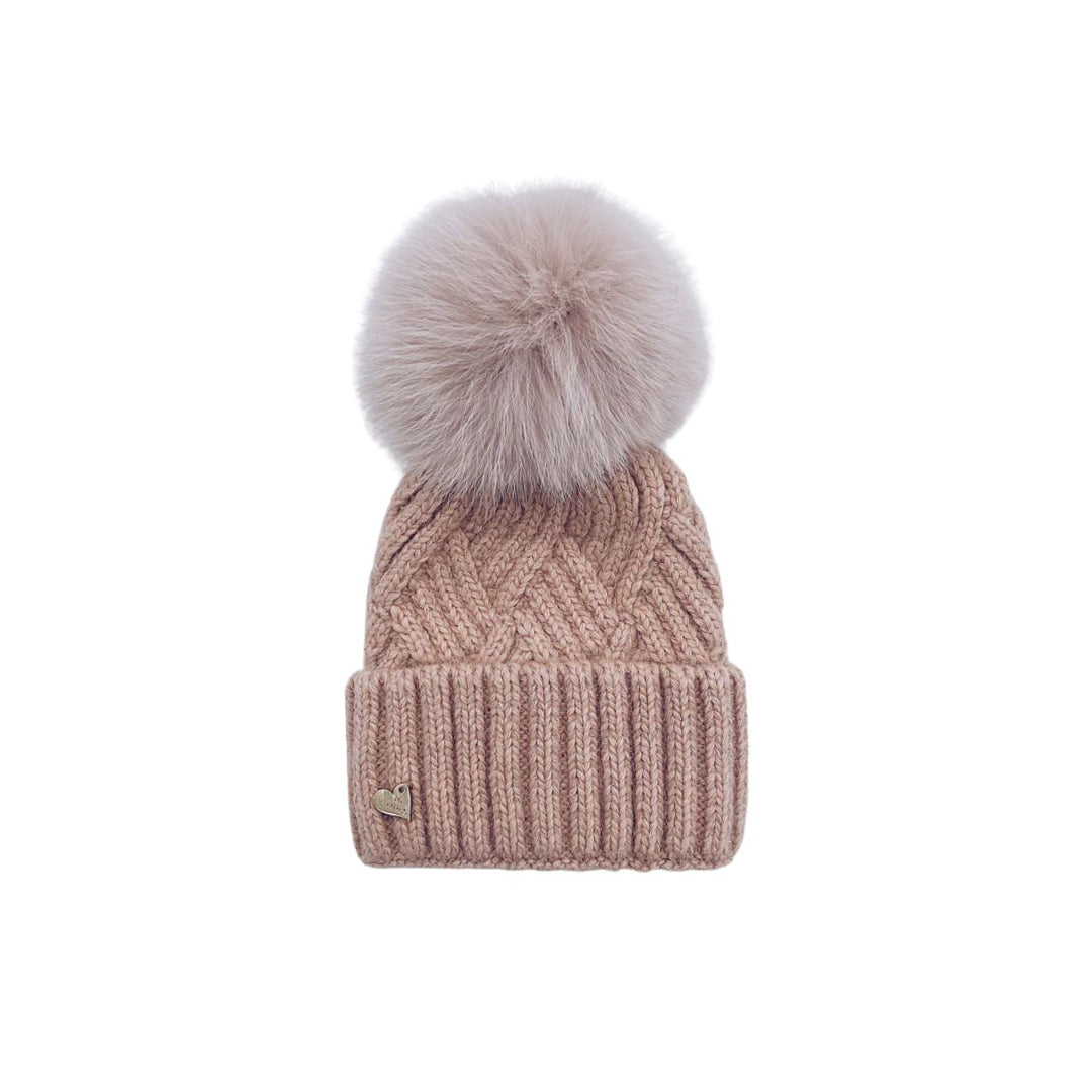 [Pre - Order] Mi Loves :: Angora Hat with Fox Fur Pompom Onesize - 6 Colors