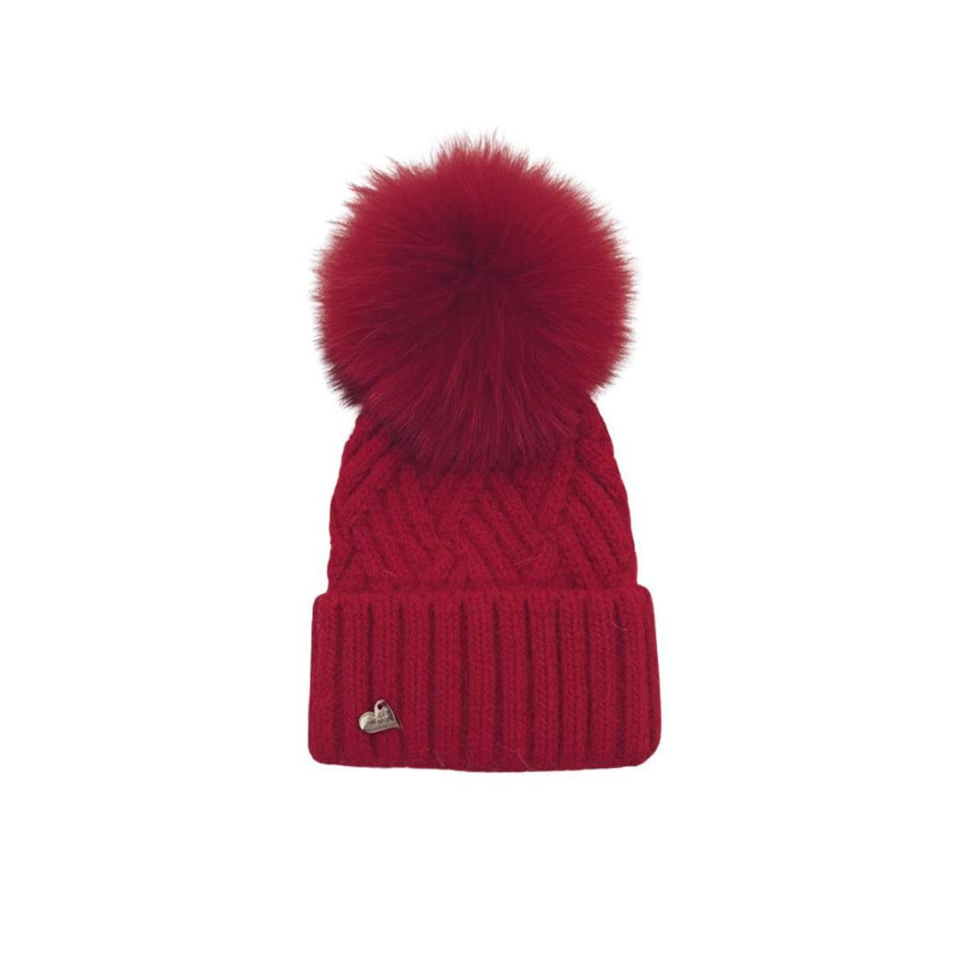 [Pre - Order] Mi Loves :: Angora Hat with Fox Fur Pompom Onesize - 6 Colors