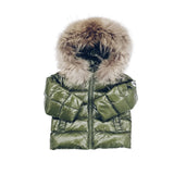 [Pre - Order] Mi Loves :: Luxurious Racoon Fur Trim Puff Jacket in Khaki Green