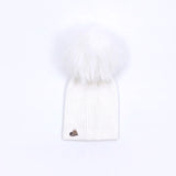 Mi Loves :: Signature Angora kids hat fur pompom white