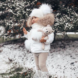 Mi Loves :: Racoon Fur Trim Puff Jacket White - 무광