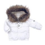 Mi Loves :: Racoon Fur Trim Puff Jacket White - 무광