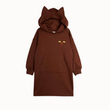 [Pre-Order] Mini Rodini - Cat Ears Hoodie Sweatdress Brown