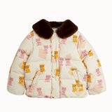 [Pre-Order] Mini Rodini - Kittens Aop Faux Fur Collar Puffer Multi