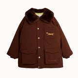 [Pre-Order] Mini Rodini - Padded Nylon Parka With Faux Fur Collar Brown
