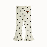Mini Rodini - Dots Aop Dog Flared Trousers Off-White