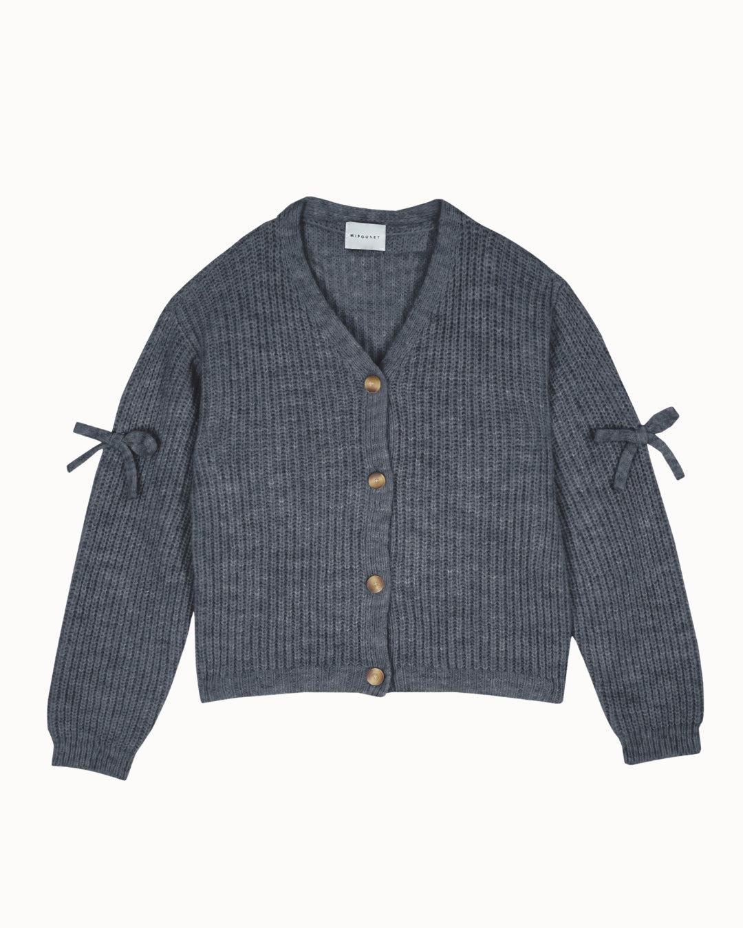 Mipounet Alicia Cardigan Knitwear Grey - kids grey knit cardigan