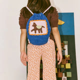 Misha And Puff -  Horse Drawstring Bag Blue Ribbon