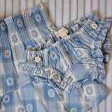 Bonjour Diary :: Skirt & Panty Set Blue Jacquard Flower Check