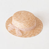 [Pre - Order] Frou Frou - Classic Canotier Straw Hat Lace Old Rose
