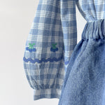 Emile Et Ida Blouse Grand Col Carreau - kids blouse worn outdoors
