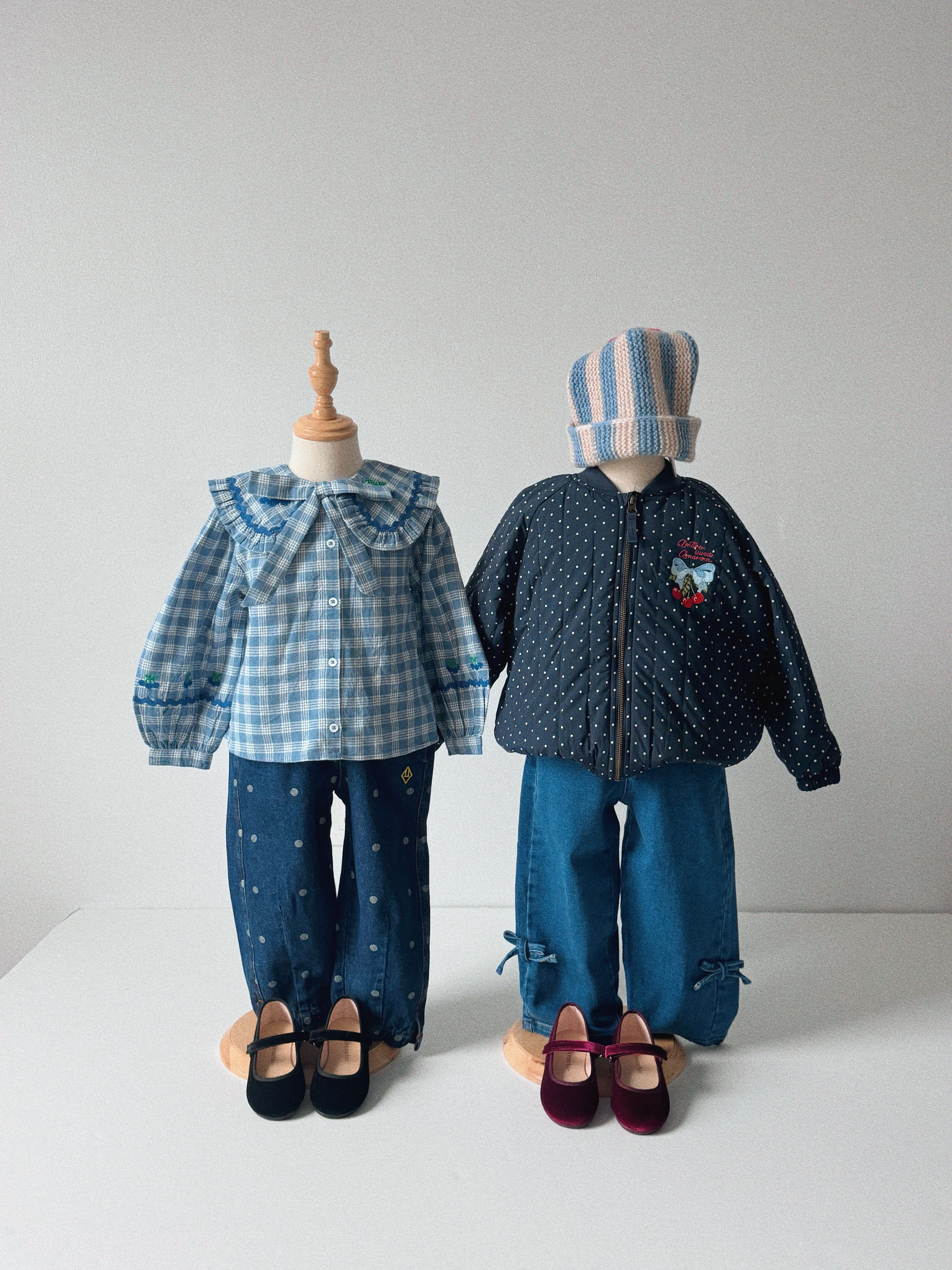 Emile Et Ida Blouse Grand Col Carreau - kids blouse outdoors