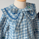 Emile Et Ida Blouse Grand Col Carreau - kids blouse back view