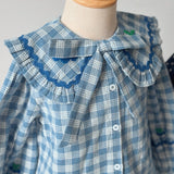 Emile Et Ida Blouse Grand Col Carreau - kids blouse back view