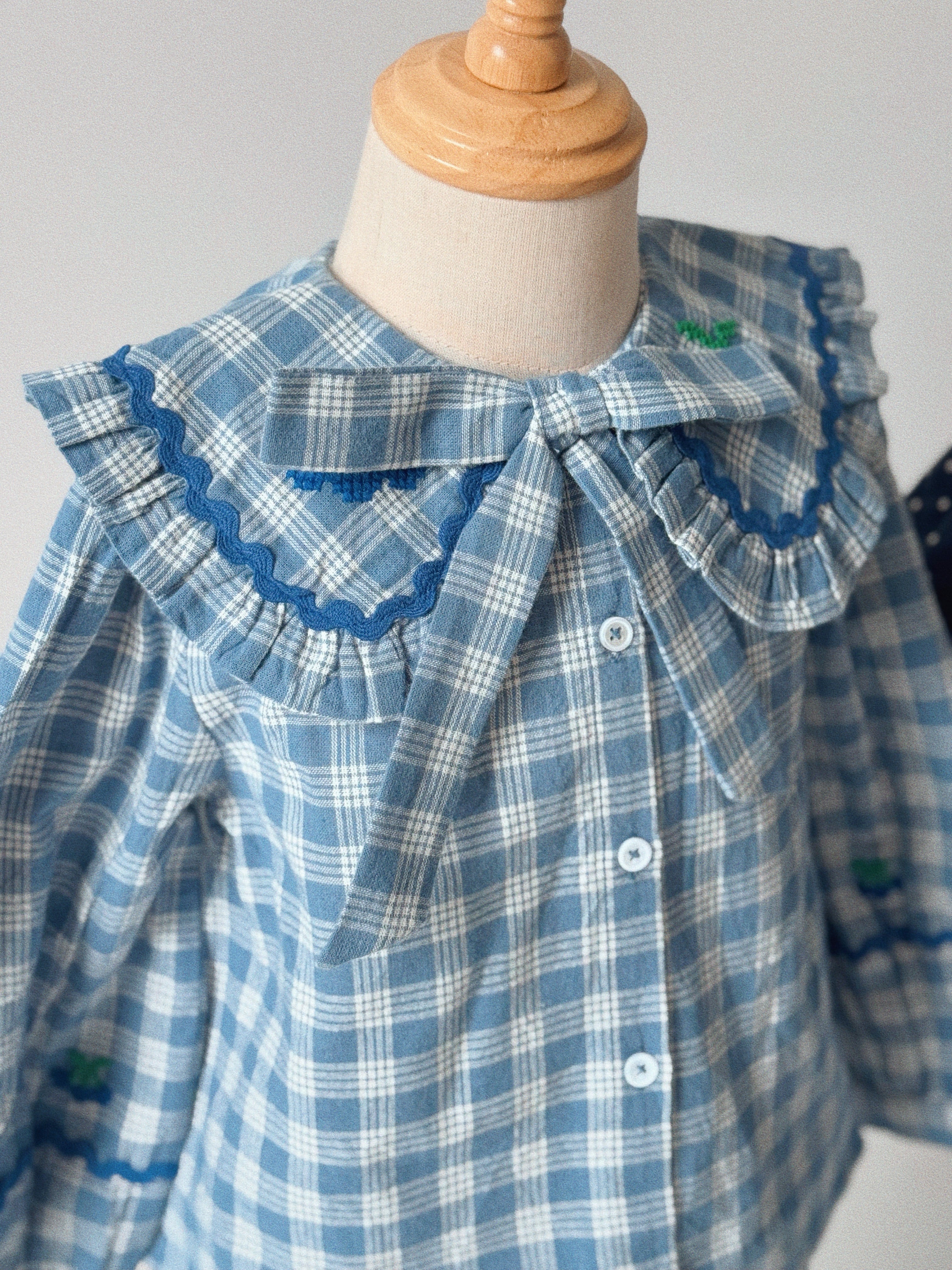 Emile Et Ida Blouse Grand Col Carreau - kids blouse back view