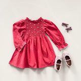 Emile Et Ida - Robe Smockee Brodee Griotte
