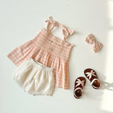 Bonjour Diary - Embroidered Short & Top Set Pink Vichy