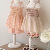 Bonjour Diary - Embroidered Short & Top Set Pink Vichy