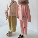 Konges Sløjd Kitty Cardigan and Kitty Pants Silver Pink - kids matching set, view 2
