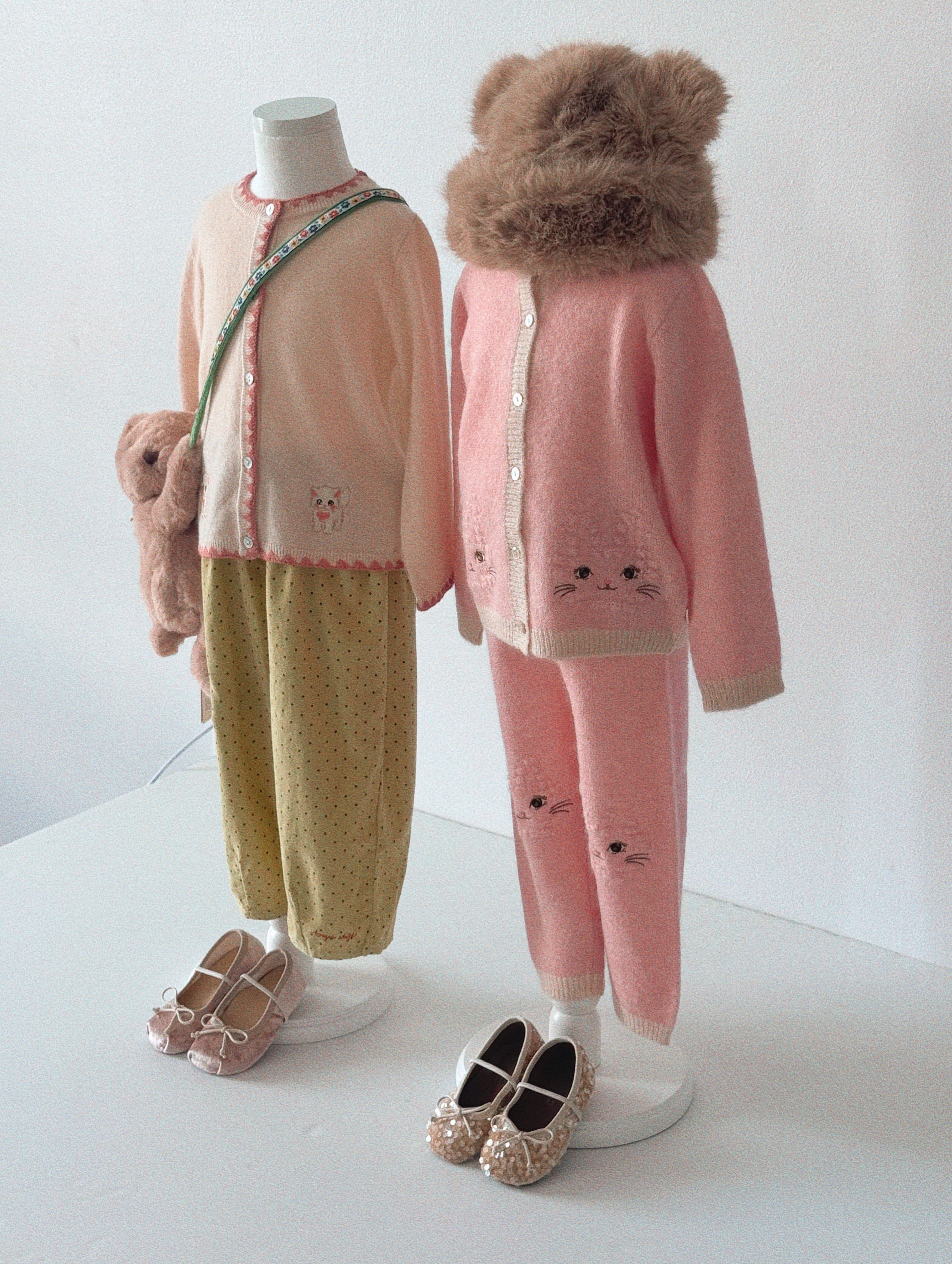 Konges Sløjd Kitty Cardigan and Kitty Pants Silver Pink - kids matching set, view 2