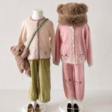 Konges Sløjd Kitty Cardigan and Kitty Pants Silver Pink - kids matching set, view 1