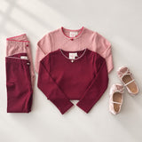 Floess - Liva Pointelle Blouse Dark Cranberry