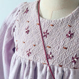 Birinit Petit - Mauve plumeti embroidered smocked dress girl