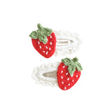 Crochet By M -  Handmade Crochet Hair Clip Strawberry White Set
