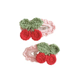 Crochet By M -  Handmade Crochet Hair Clip Cherry Pink Set