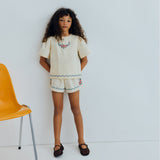 The New Society -  Malva Short Flower Embroidery Natural Denim